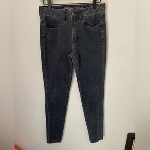 American Eagle Dark Gray Corduroy High Rise Jeggings Size 6 Long